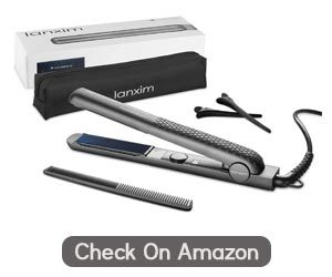 Lanxim-Ceramic-Tourmaline-Flat-Iron-Hair-Straightener-with-Travel-Bag,-1-Inch-Floating-Plates,-Gray